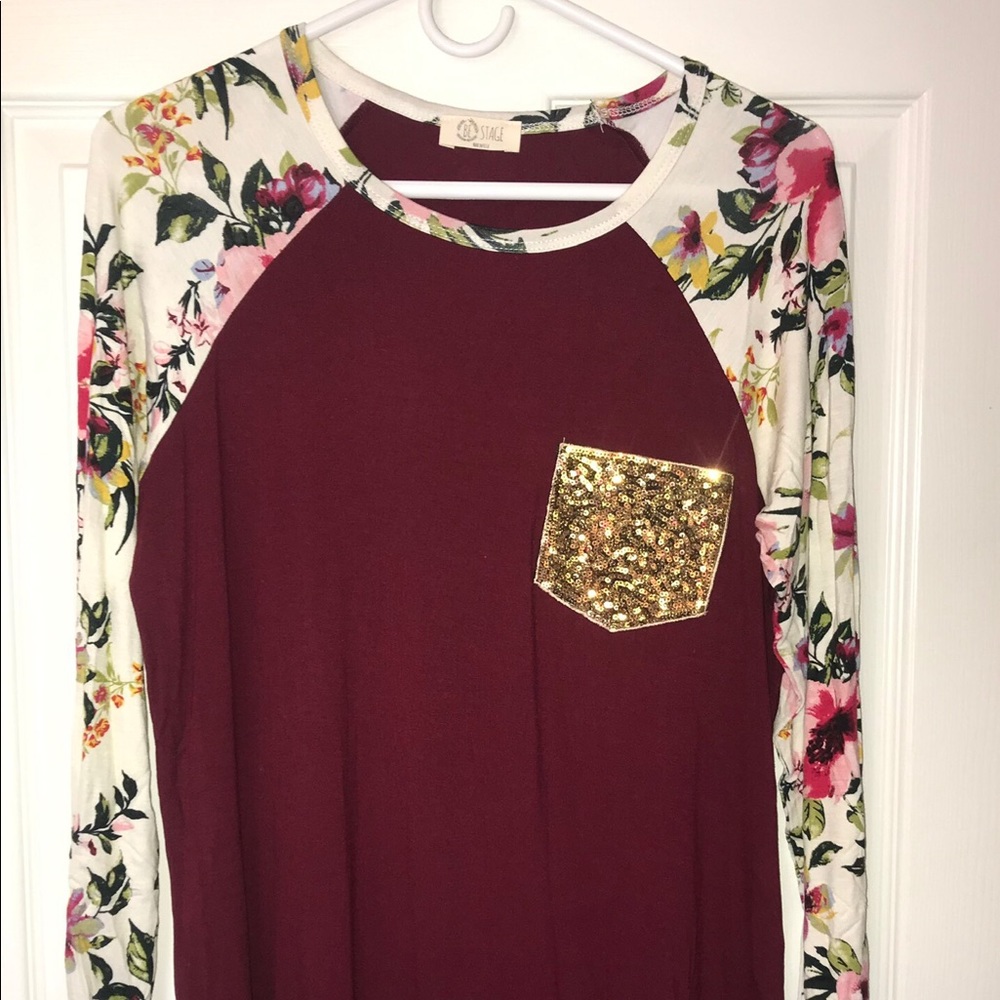 Floral and plum top